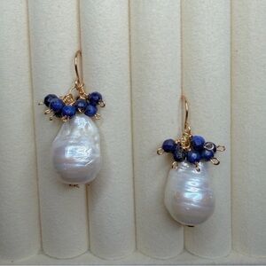Lapis Pearl Earrings